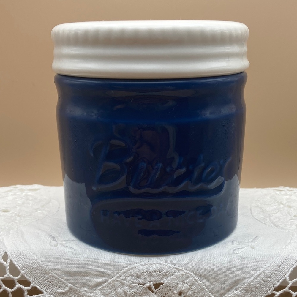 Butter Bell Keeper Crock with Lid Navy Blue by Dowan